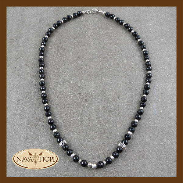 Kette Onyx mit Skull