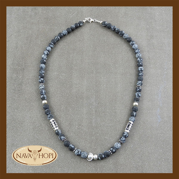 Kette Schnee Obsidian