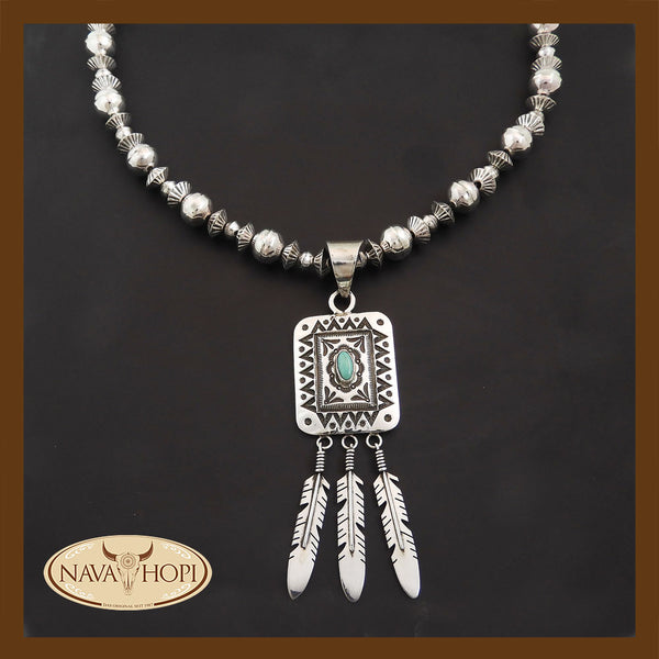 Navajo Kette Feder mit Türkis