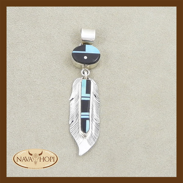 Navajo Anhänger Sunface mit Feder
