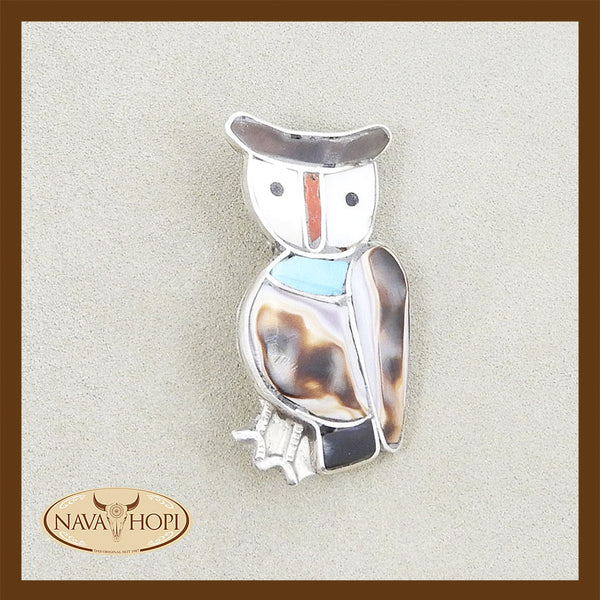 Zuni Anhänger und Brosche Eule