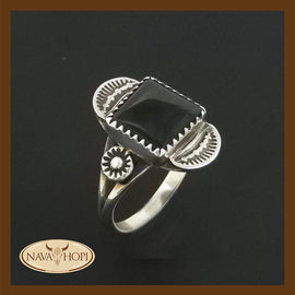 Navajo Damenring Onyx