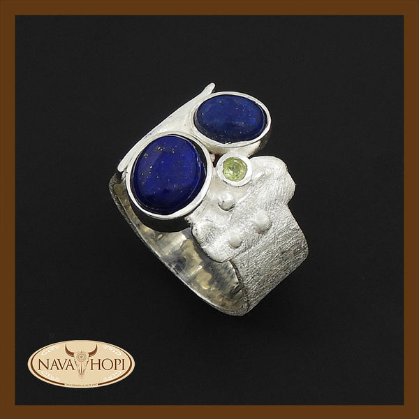Silberring Lapislazuli mit Peridot