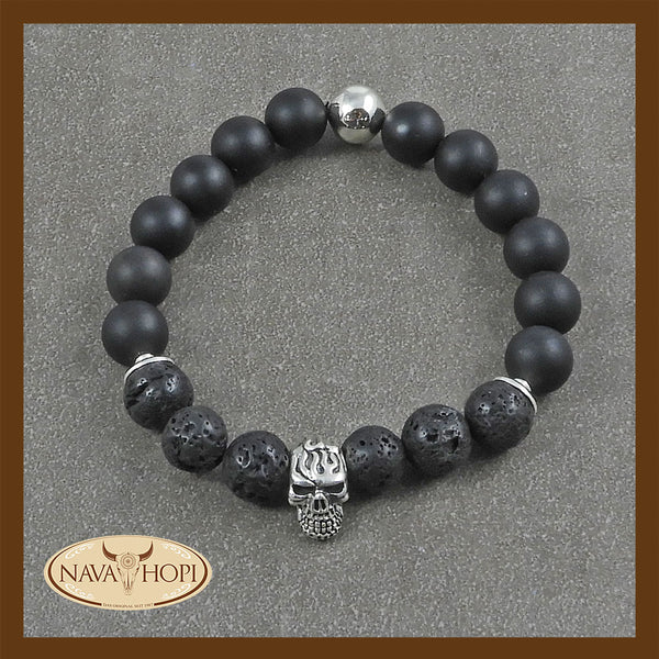 Armband Onyx mit Totenkopf