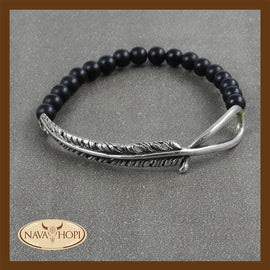 Armband Onyx mit Feder