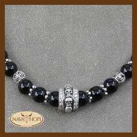 Kette Onyx mit Totenkopf