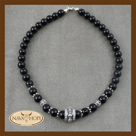Kette Onyx mit Totenkopf
