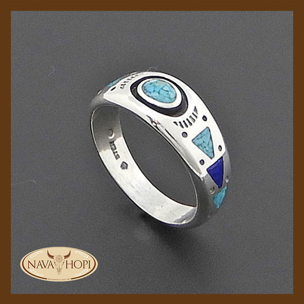 Indianer Ring, Chip Inlay, Indian Design