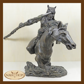 Indian Style Skulptur Krieger mit Pferd